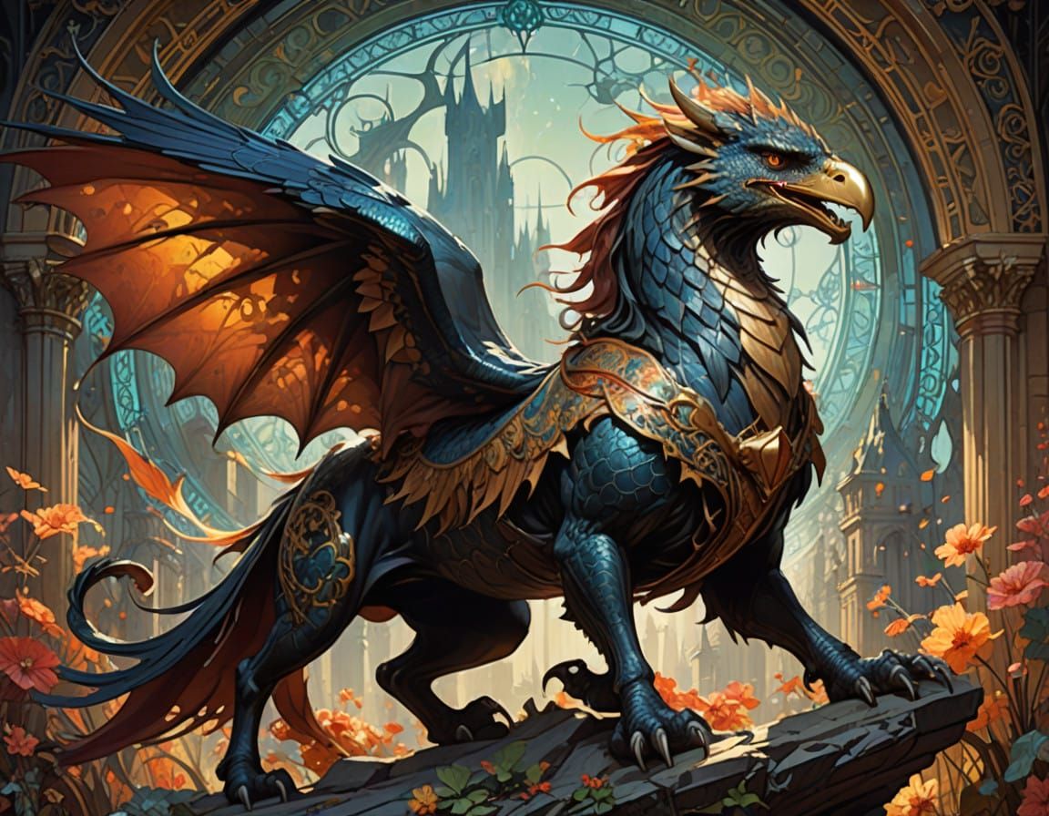 Vibrant Dark Fantasy Monstrosity in Whimsical Watercolor Sty...