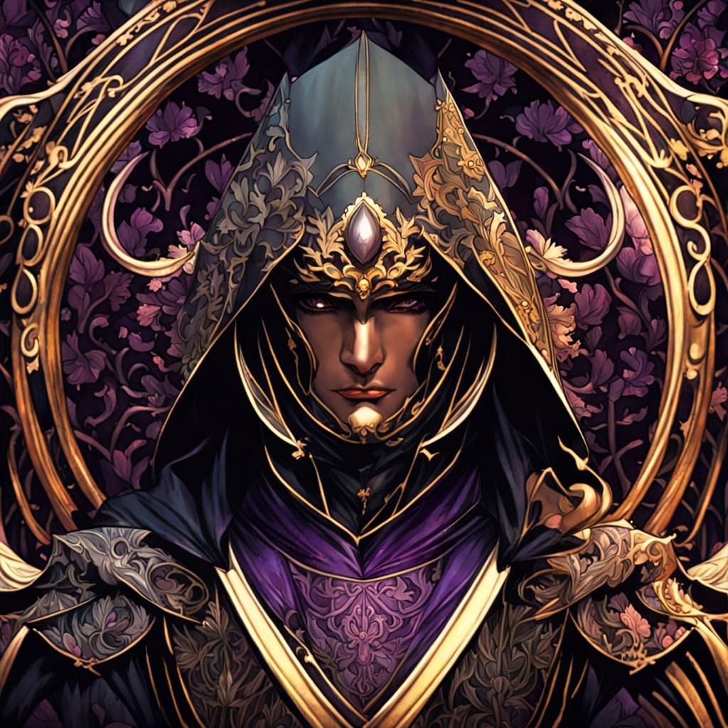 Serpentine Dark Fantasy Warrior in Rich, Muted Colors