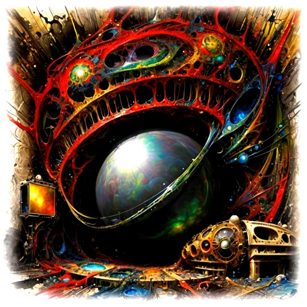 Abstract Expressionist Design in Vivid Triadic Colors