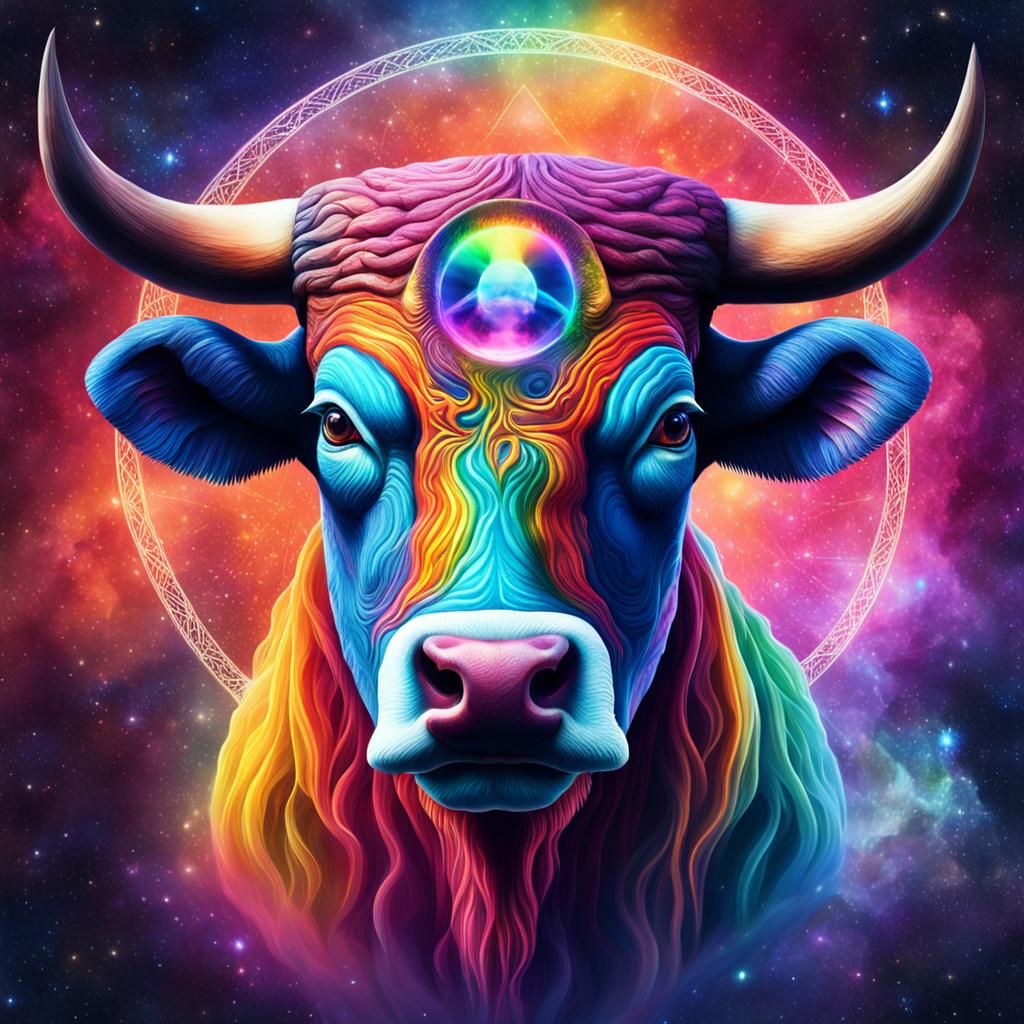 Rainbow Light Bull Head in Galaxy