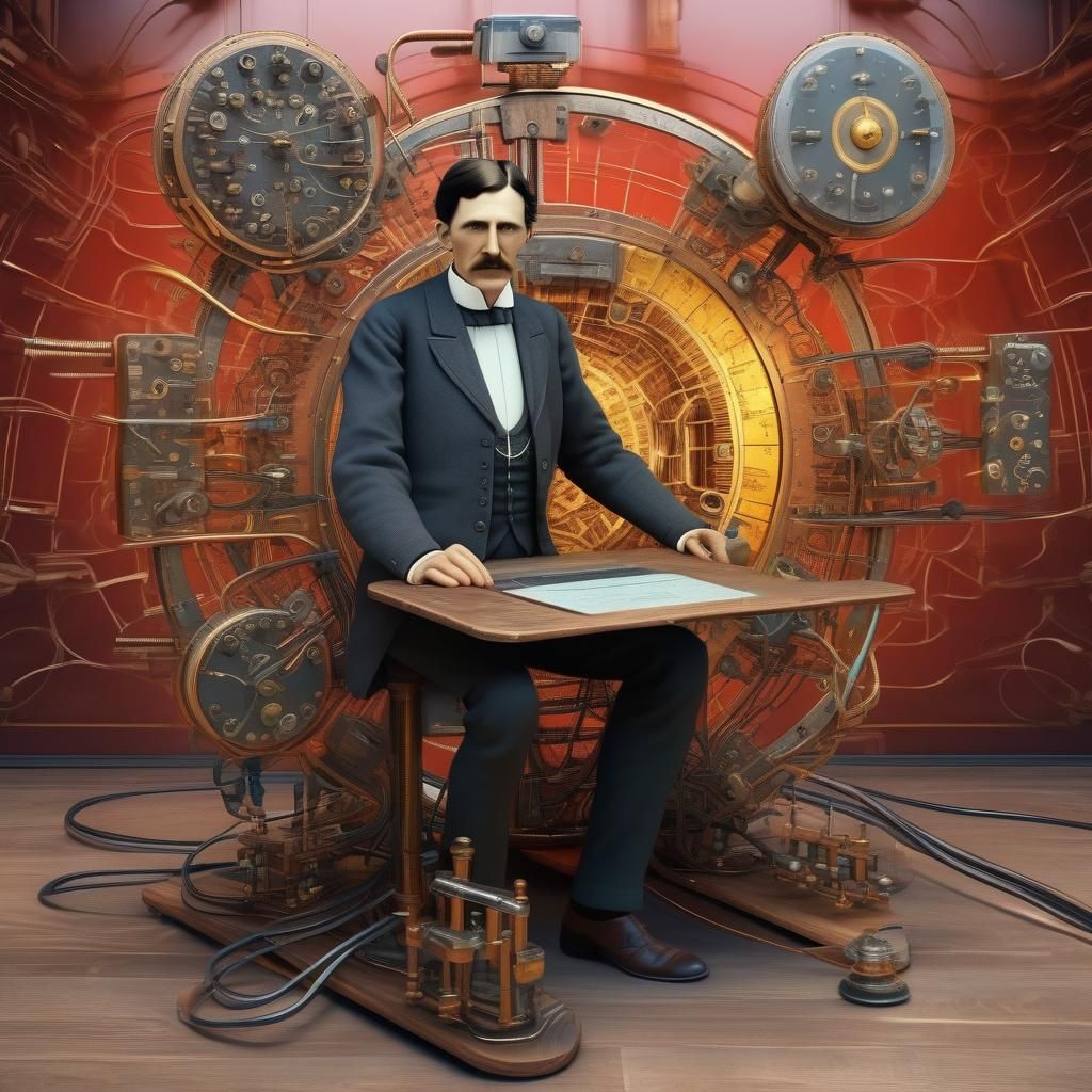 Tesla-Inspired Electrical Device in Hyperreal 8k