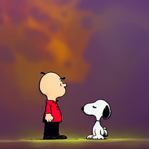 Snoopy and Charlie Brown Hug: Detailed Concept Art