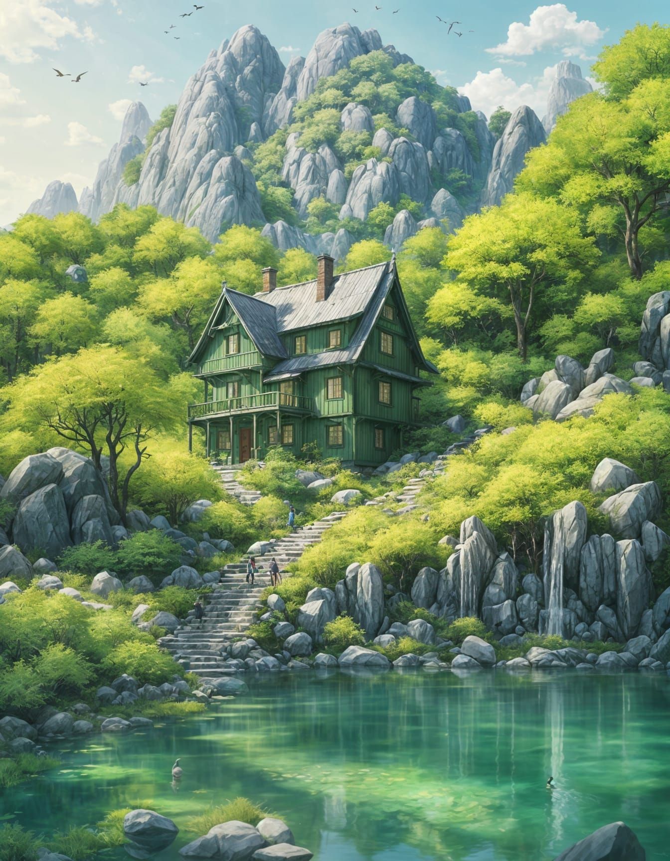 Green Home on the Green Hill on the Green Lake