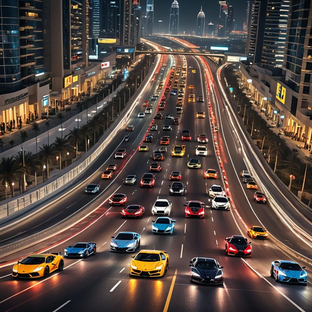 Dubai Car Race: Hyper-Realistic Digital Art