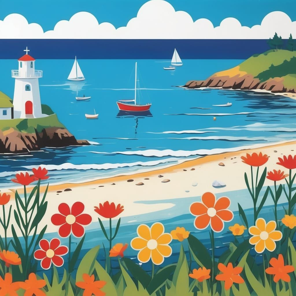 Flower cut out of a seaside scene