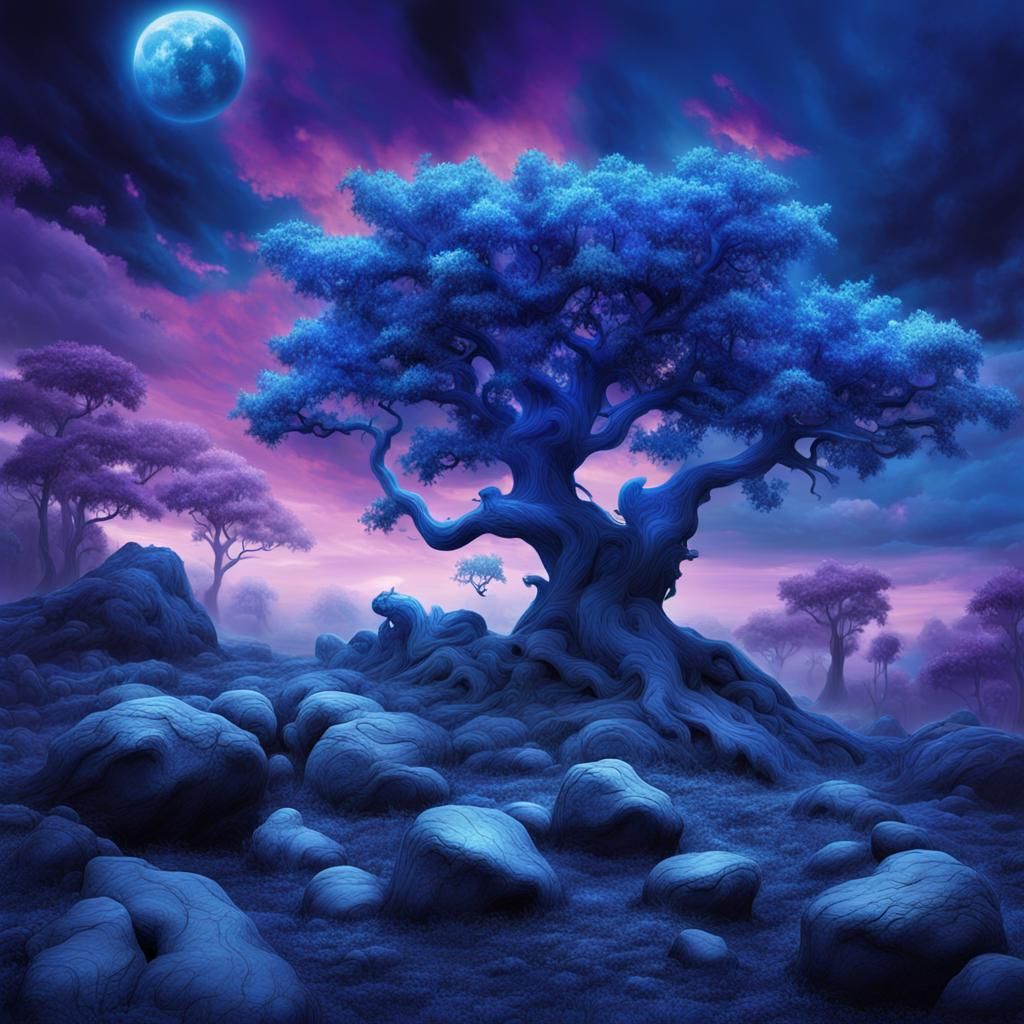 Mystical Blue Planet Landscape in Digital Art