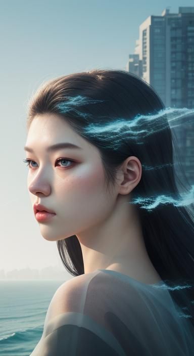 Portrait with electric streaks
