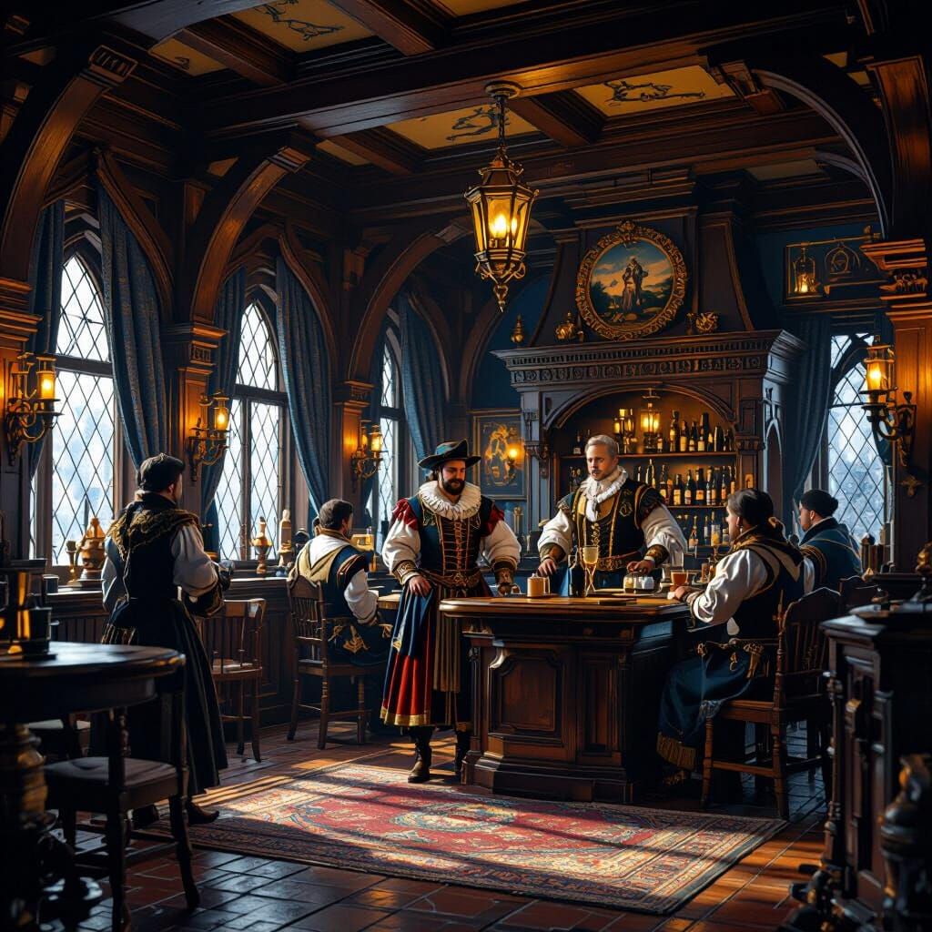 Tudor Inn Scene in Detailed 8k Matte Painting
