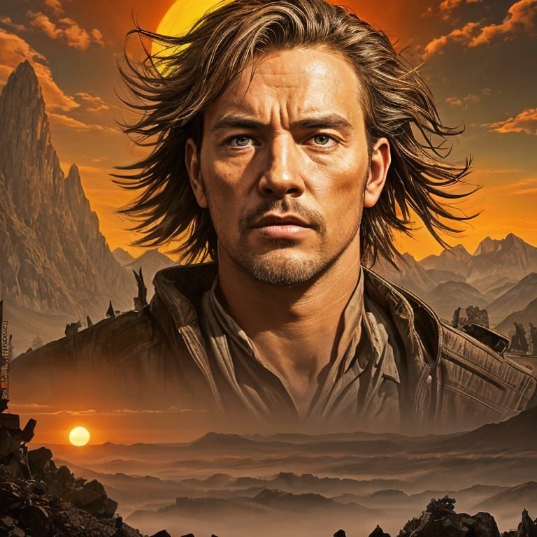 Ethereal Warrior in a Vast Landscape