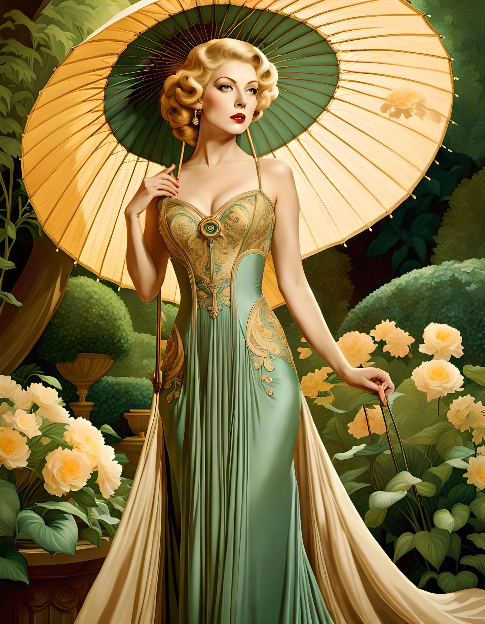 Lana Turner Art Nouveau Graphic Arts Portrait