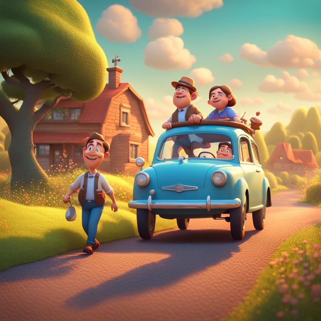 Sunday Drive: A Pixar-Style 3D Render