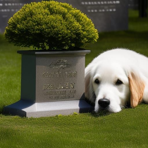 Loyal Dog Grieves at Owner's Grave