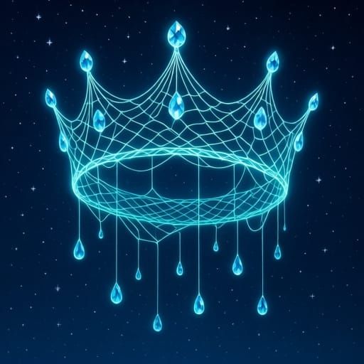 Luminous Spider Silk Crown Adorned with Dew Gemstones in Sta...