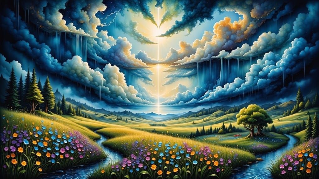 Expressionist Summer Storm Fantasy Landscape