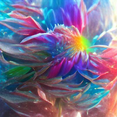 Rainbow Dahlia in Holographic Digital Art