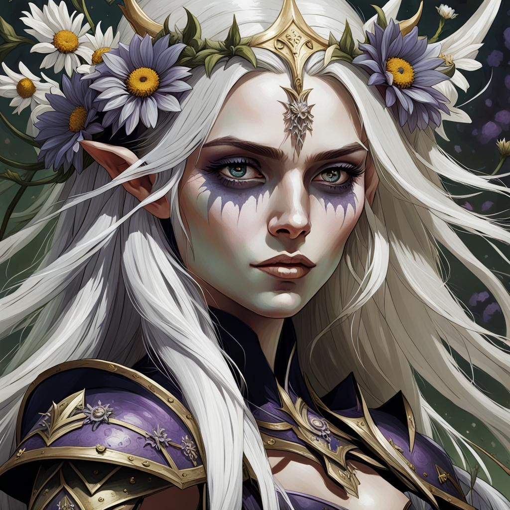 Elven Necromancer Queen Portrait in Baroque Art Style