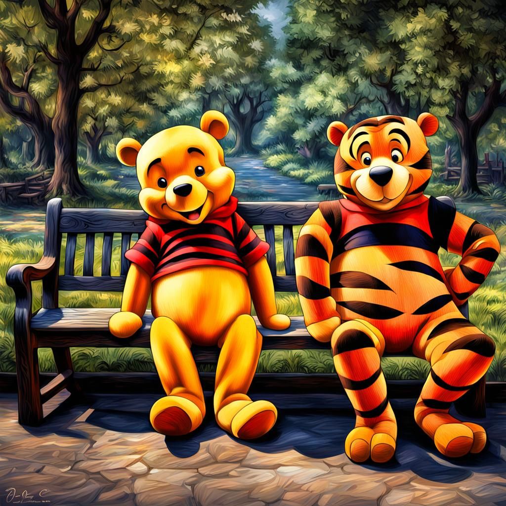 Winnie the Pooh and Tigger: Hyperrealistic and Cinematic