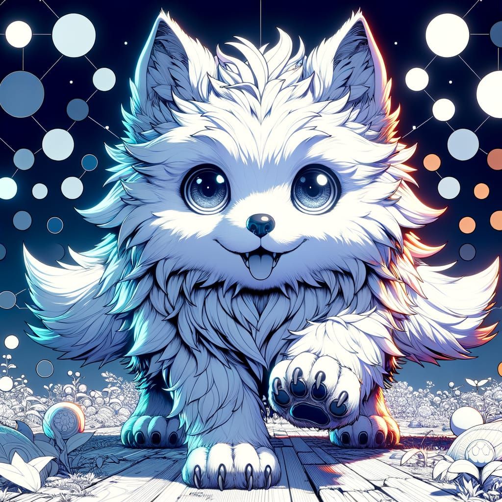 Cute White Werewolf in Detailed Matte Painting Style