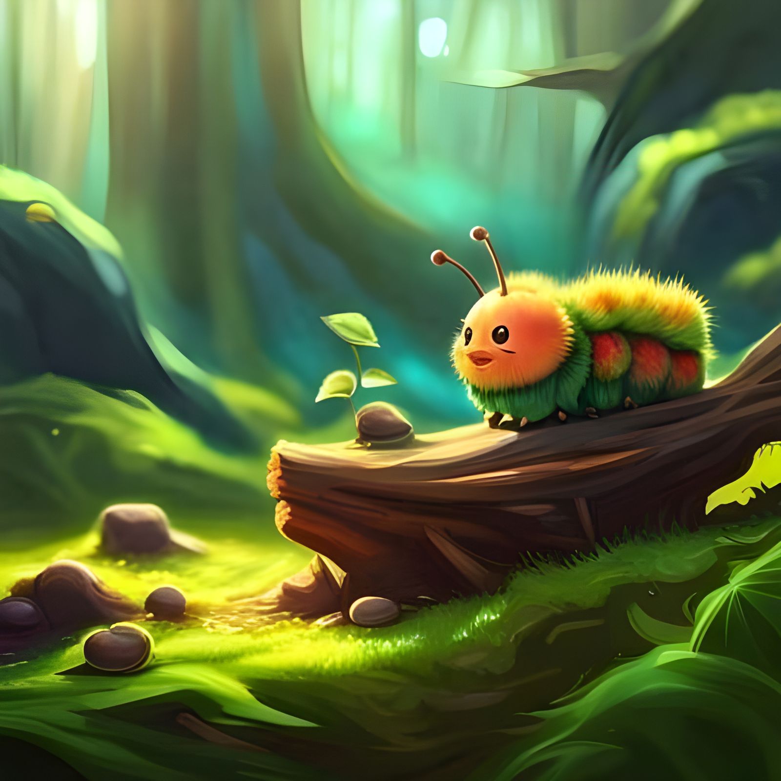 Snack Time for a Happy, Fuzzy Caterpillar