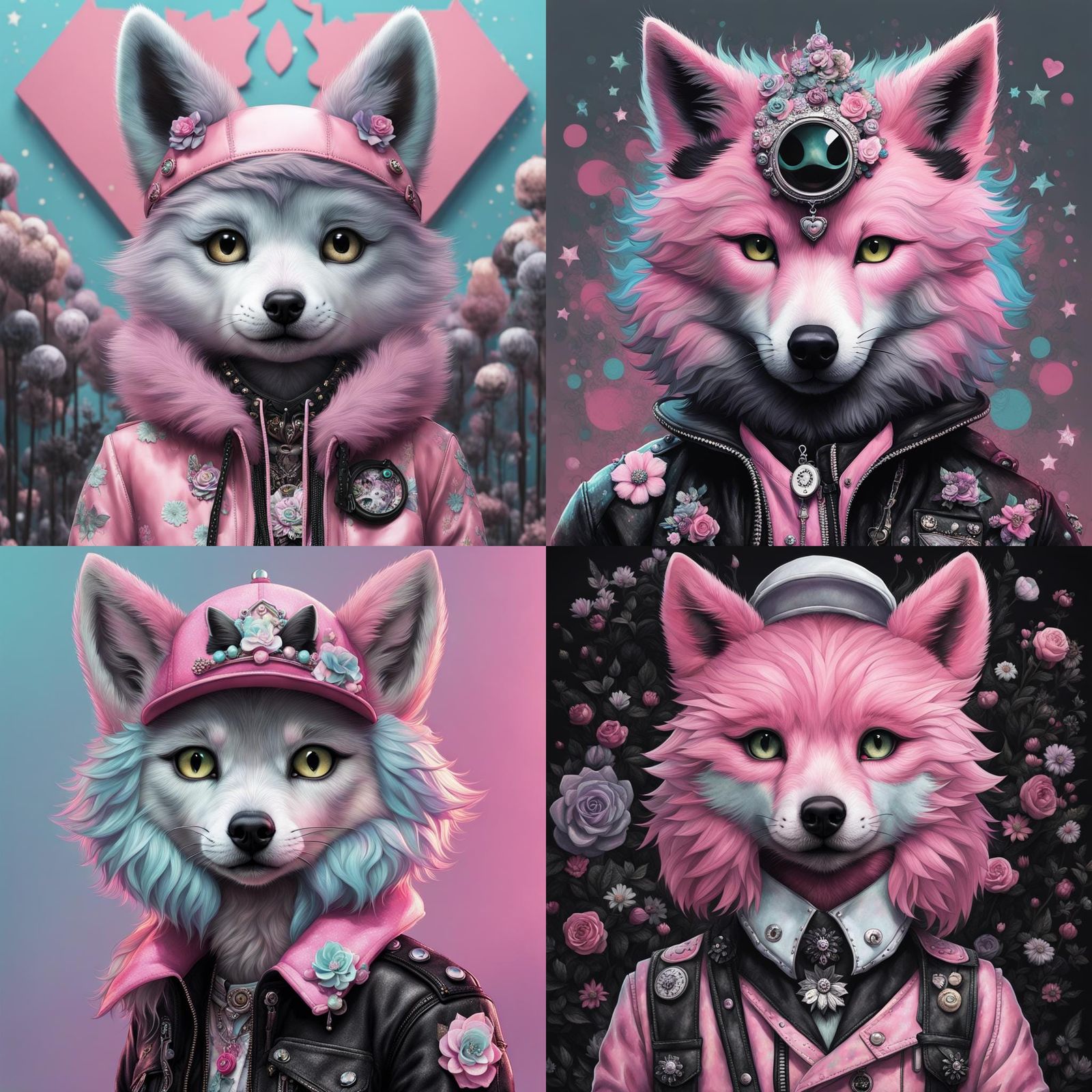 Sanrio Wolf in Pastel Goth Style Collage