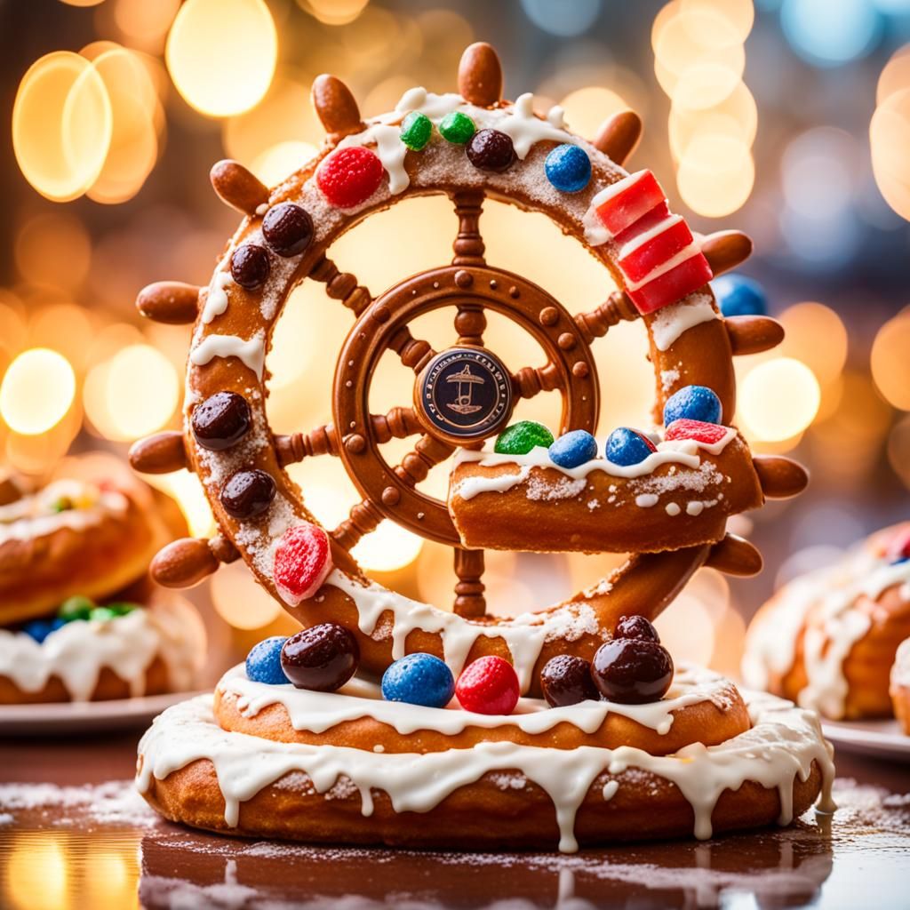 Doughnuts Shaped Like Ship Steering Wheel: Photo