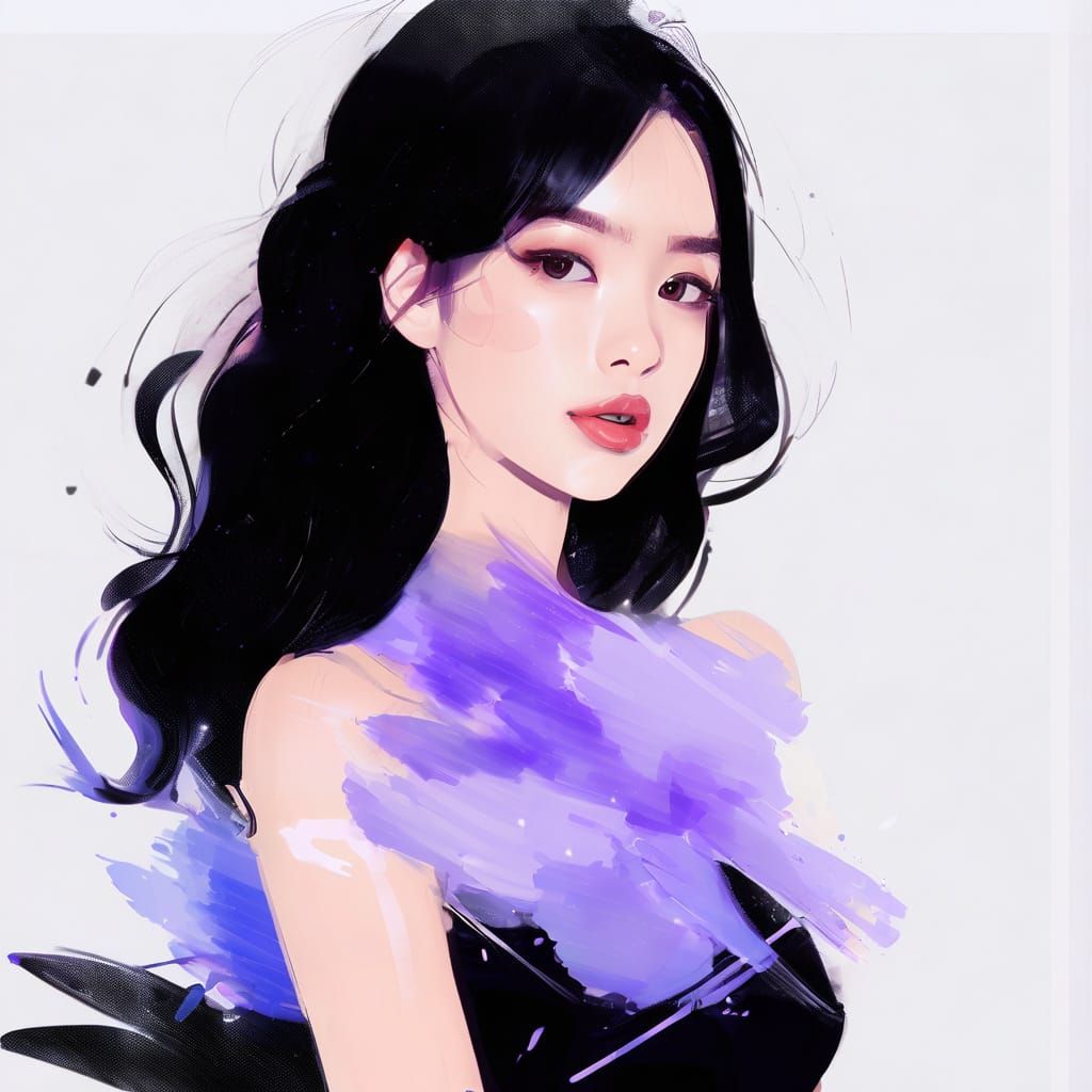 Ornate High-Fantasy Dress with Delicate Tendrils in Watercol...