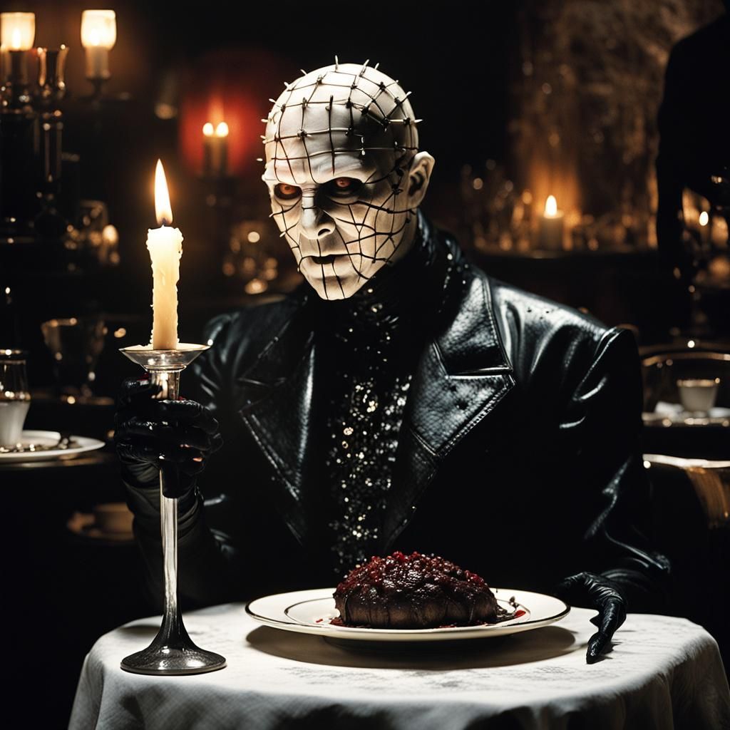 Pinhead in French Cafe: Dark Fantasy Concept Art