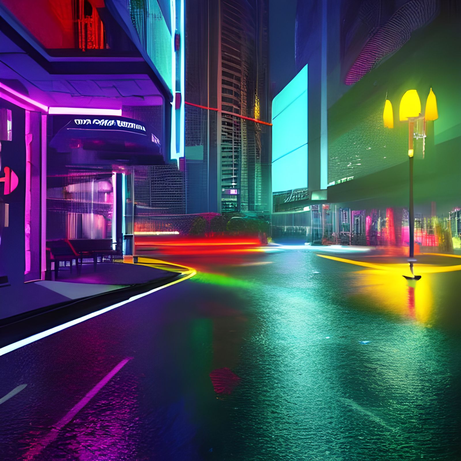 Cyberpunk Miami: Neon Reflections in the Rain