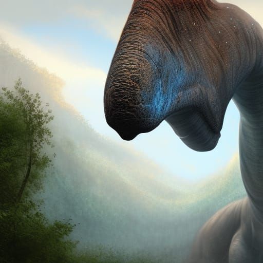 Hyperrealistic Argentinosaurus Face in Detailed Digital Pain...