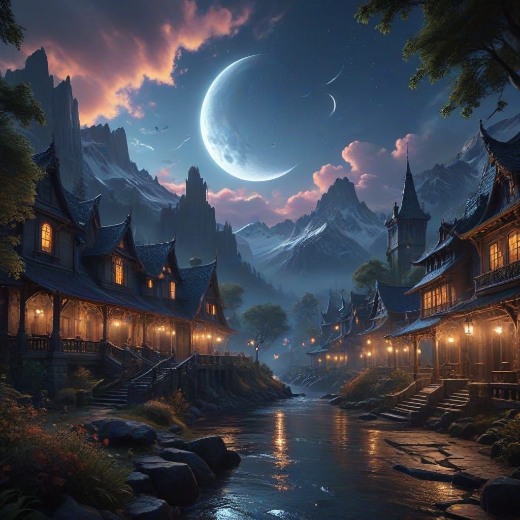 Cinematic Masterpiece Under Crescent Moonlight