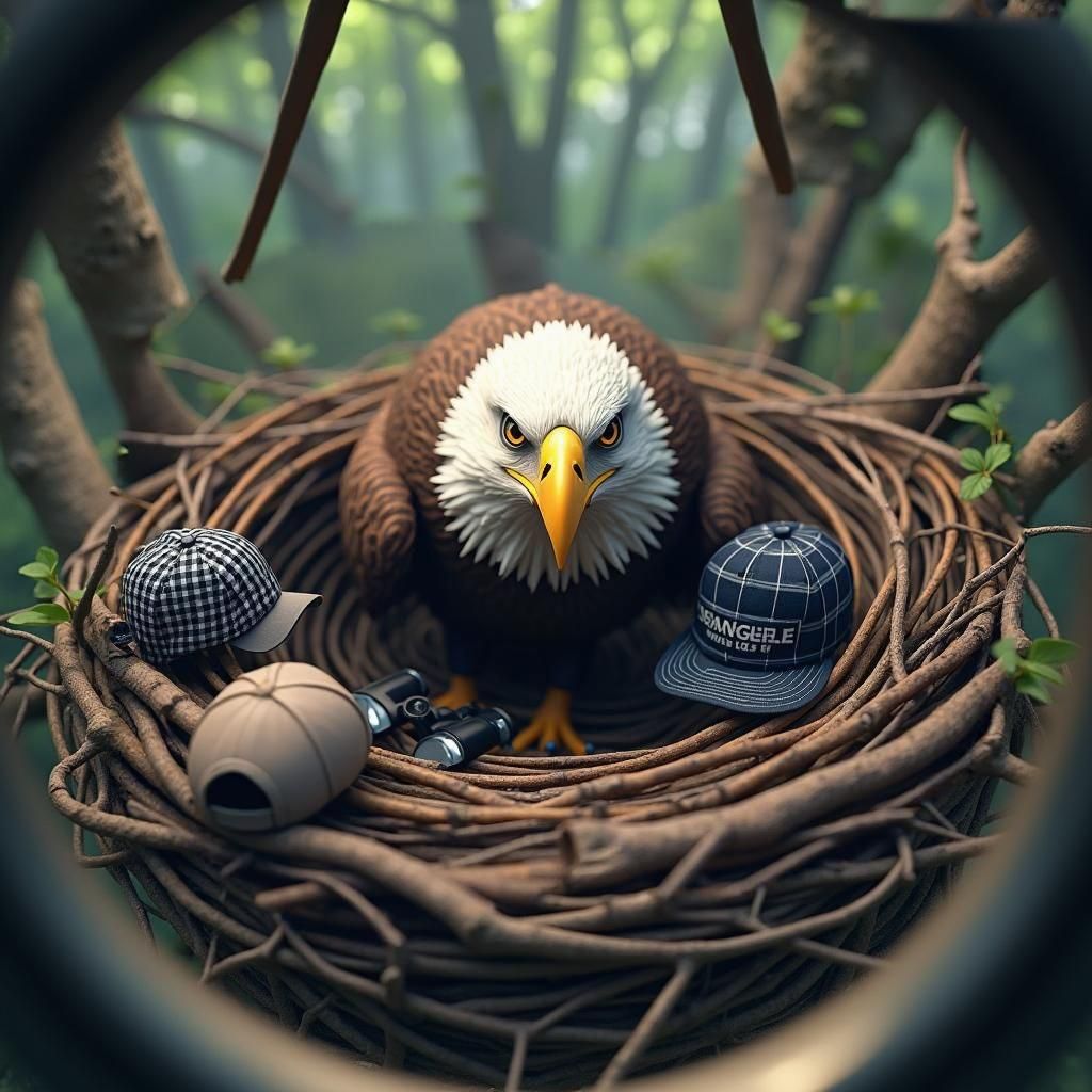 Eagle in Binocular View, Anime Art Style
