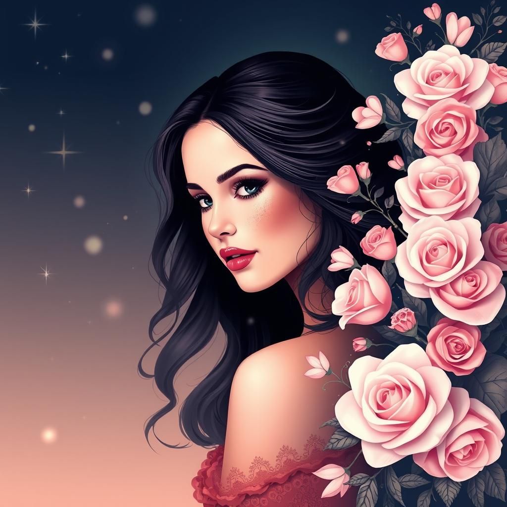 Valentine's Vector Graphic with Hearts and Roses