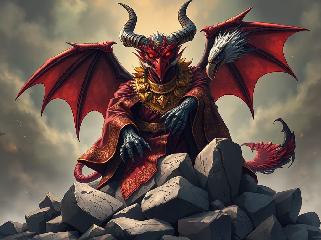 Demon in Ceremonial Robes with Vulture Hand, Anime-Inspired ...