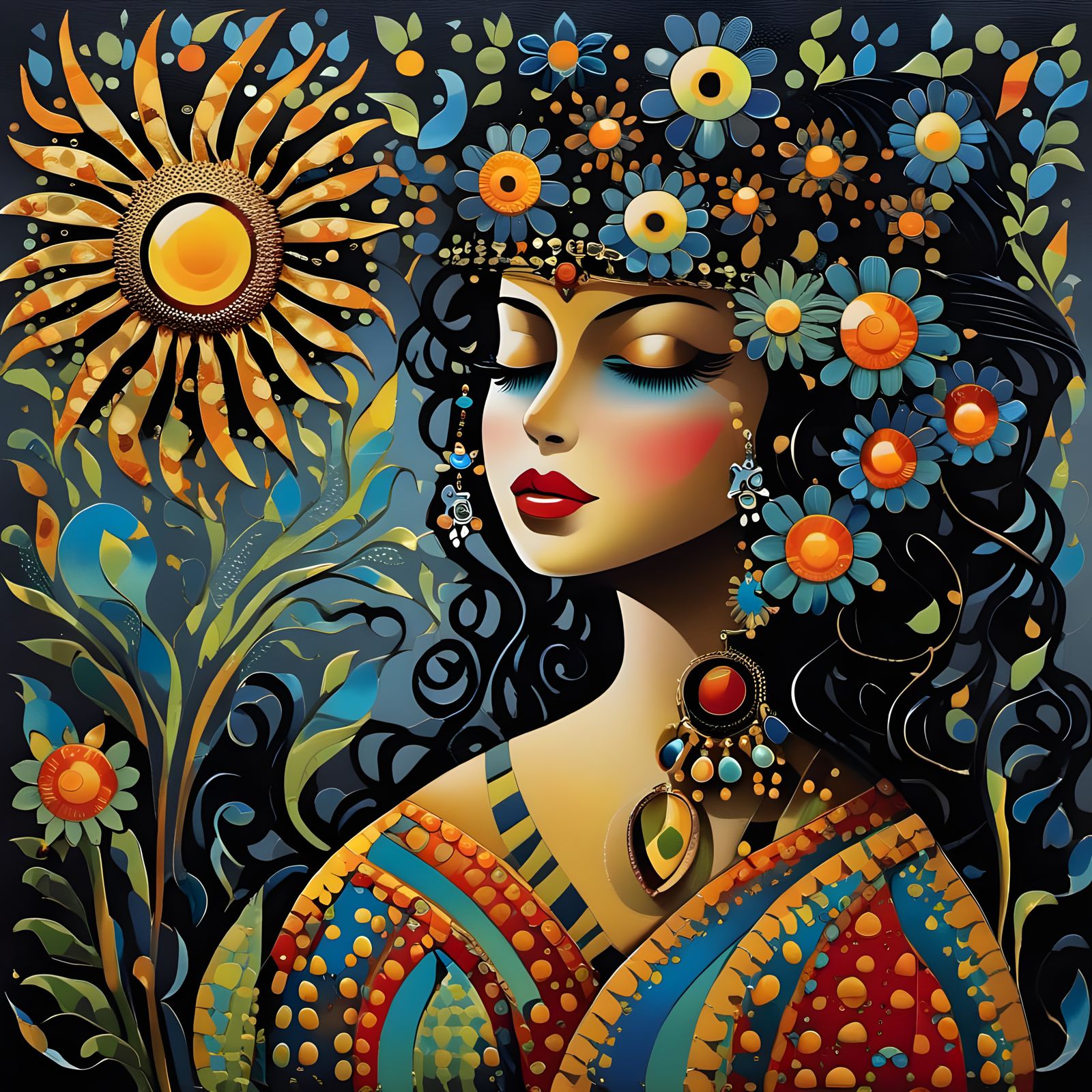 Whimsical Dark Fantasy Scene with Fairy Animals and Water