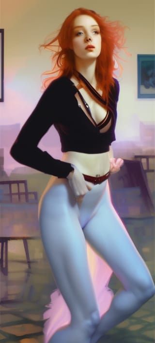Redhead Woman Dancing: Hyperdetailed Concept Art
