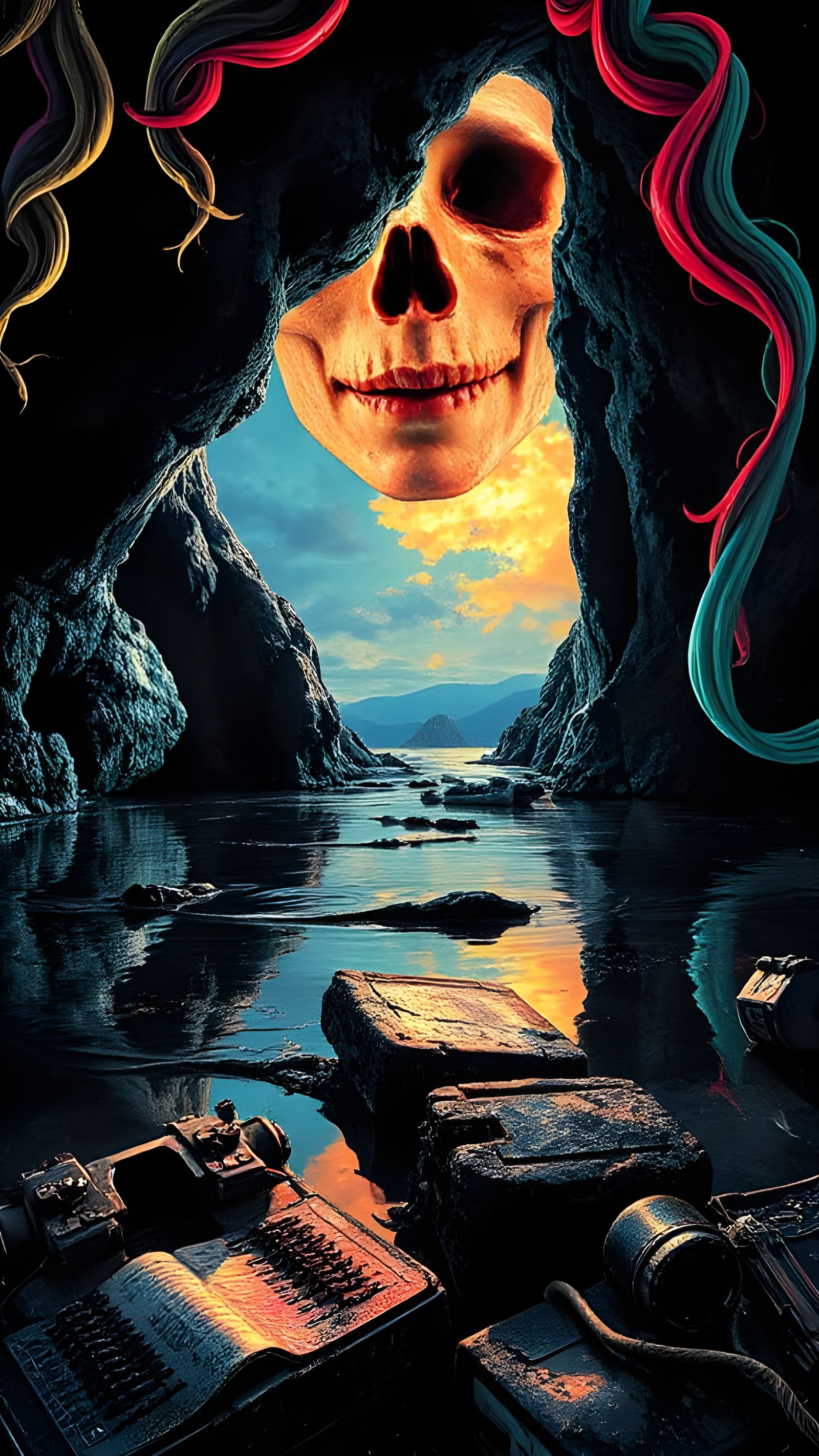 Distorted Contrasts: A Vibrant and Ominous Perspective