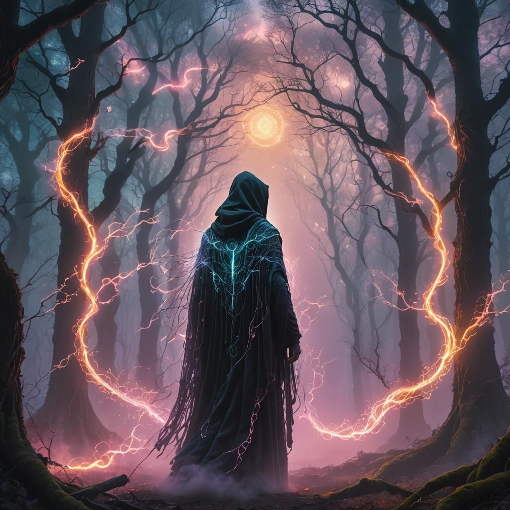 Ethereal Portal in Misty Forest: Digital Art