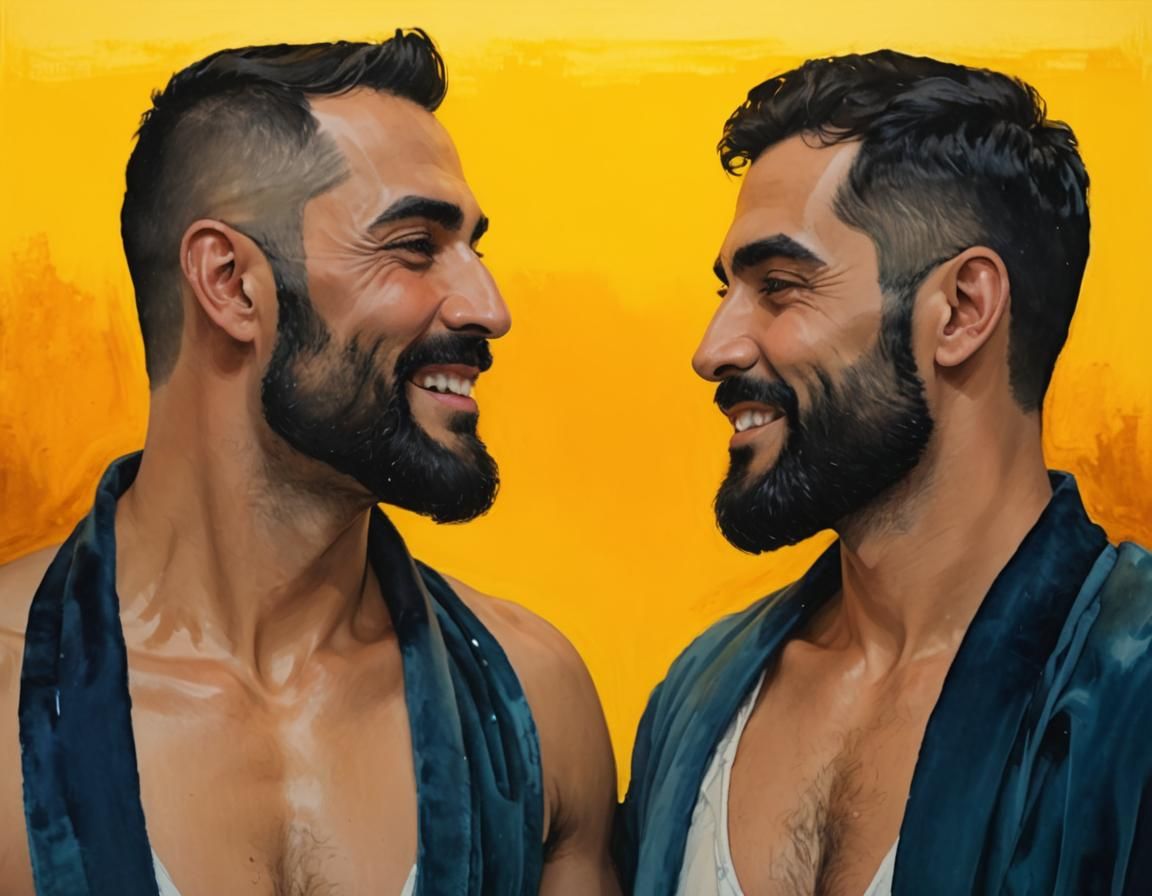 Cheerful Men in Velvet: an Impasto Alcohol Ink Portrait