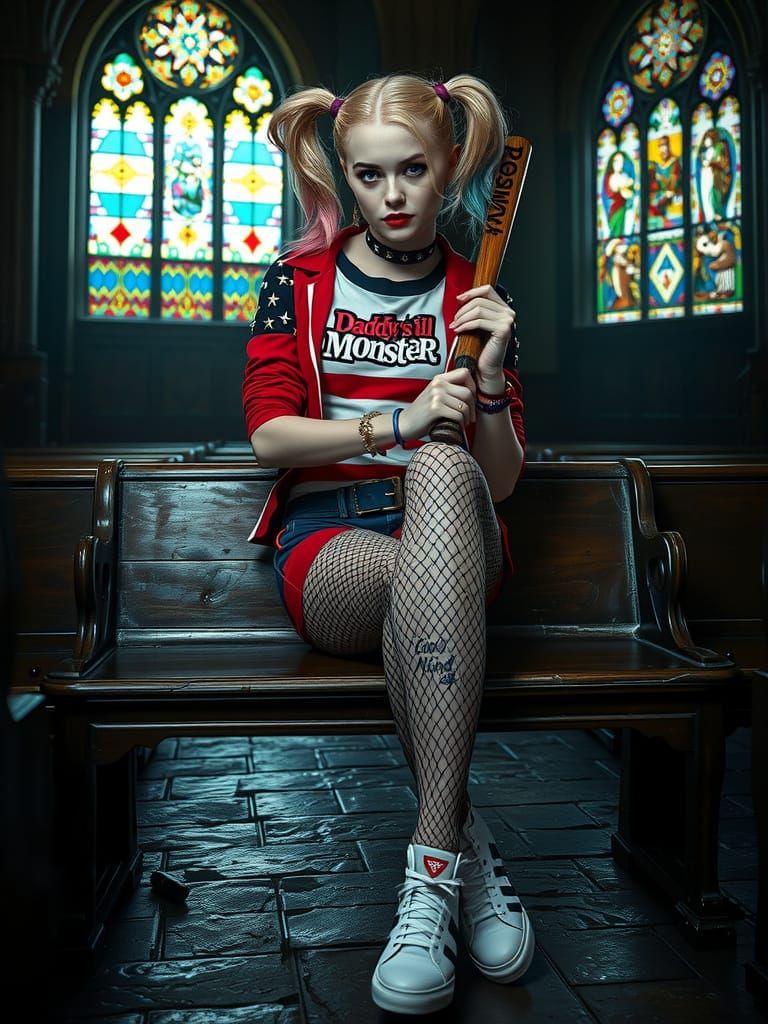 Harley Quinn in Gothic Church Sanctuary