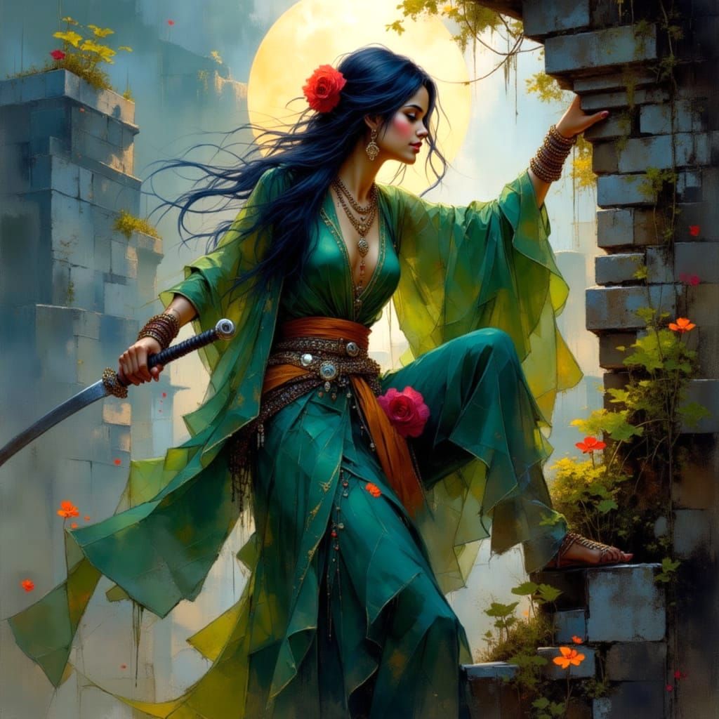 Surreal Ninja Pirate Goddess Ascends Japanese Castle