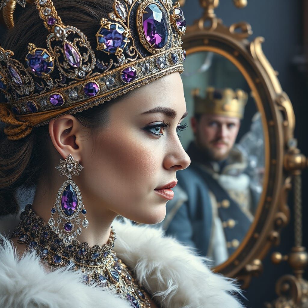 Regal Scandinavian Queen's Tiara in Dreamy Watercolor Style