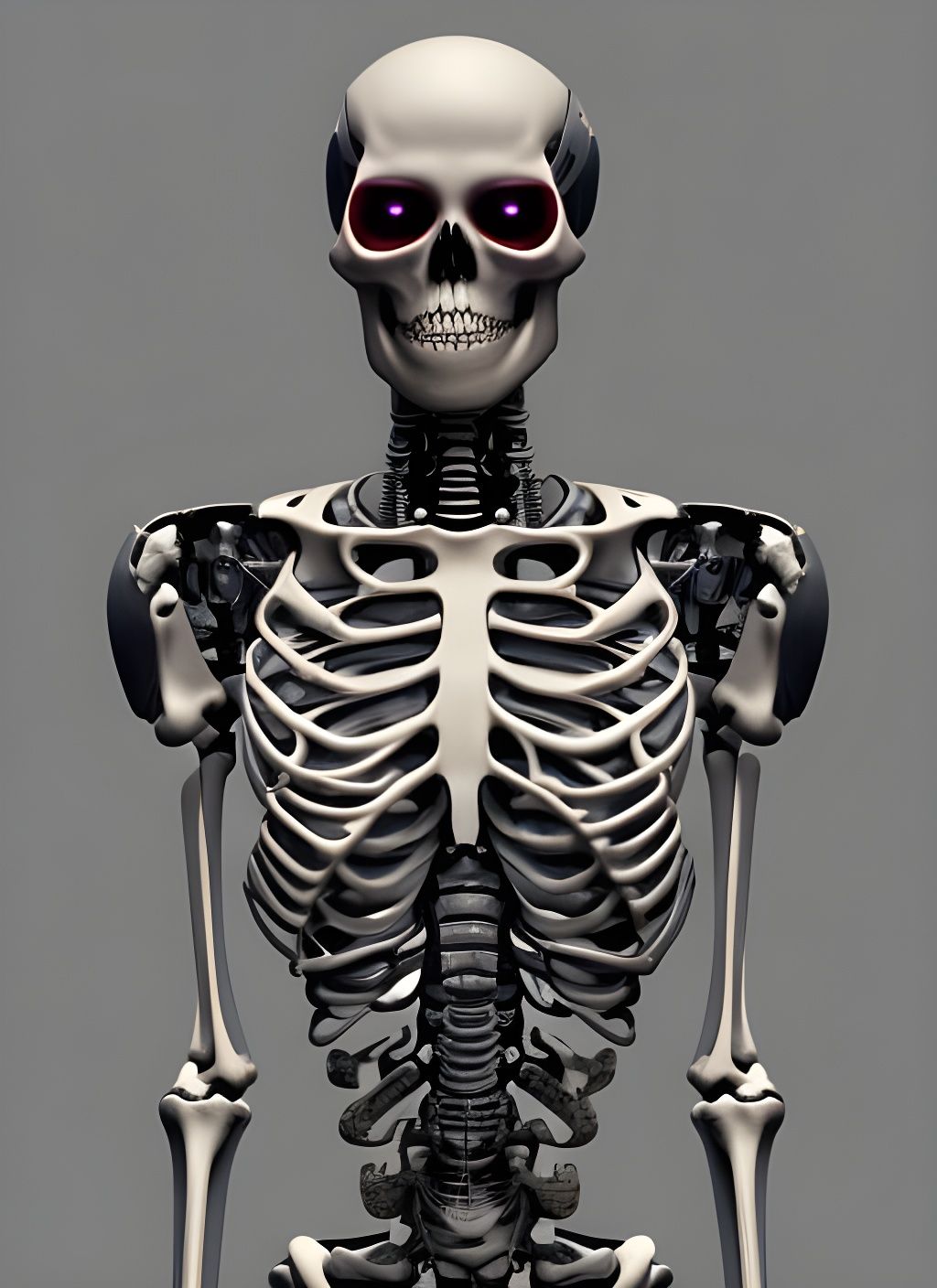 Hyperrealistic Skeleton Robot Portrait in 8k