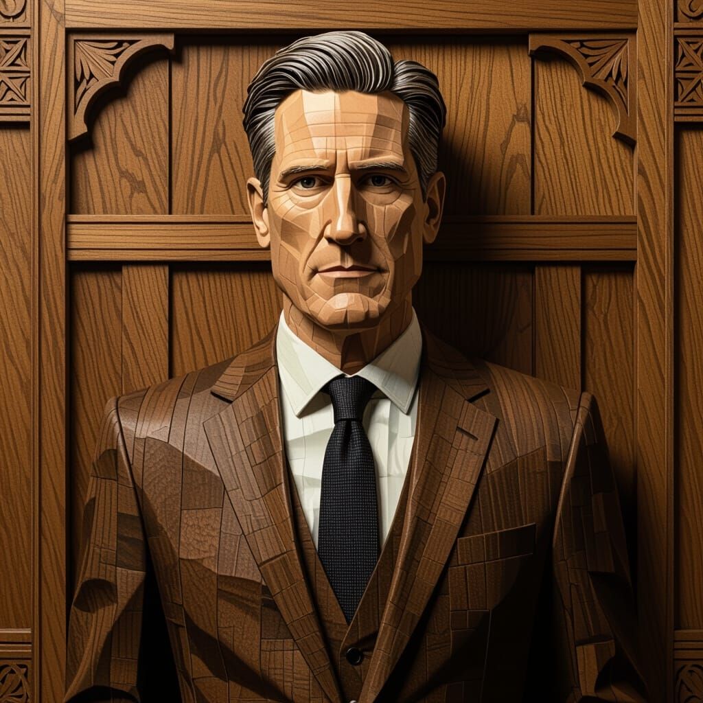 Wooden Keir Starmer Portrait in Digital Art Style