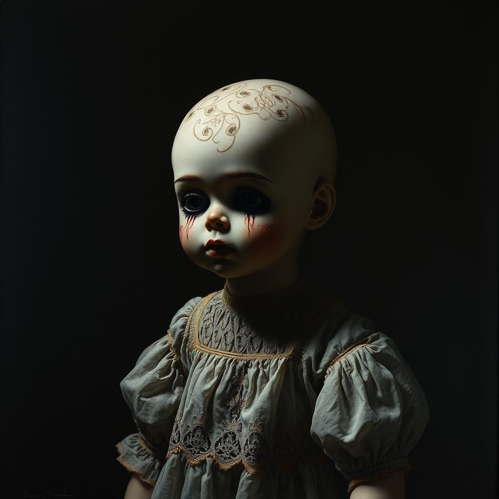 Cursed Doll in Chiaroscuro Style