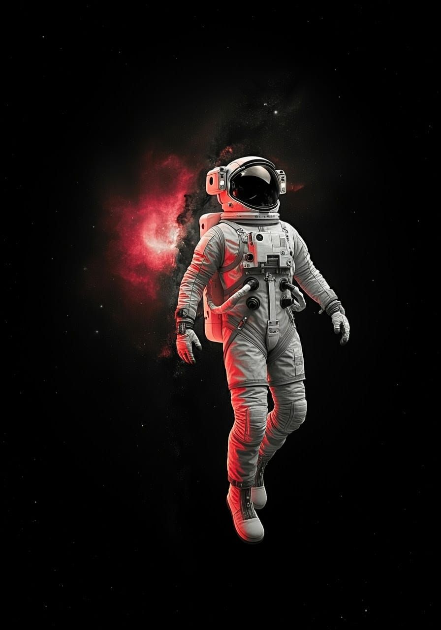 Space Odyssey in Monochromatic Hues with Vibrant Red