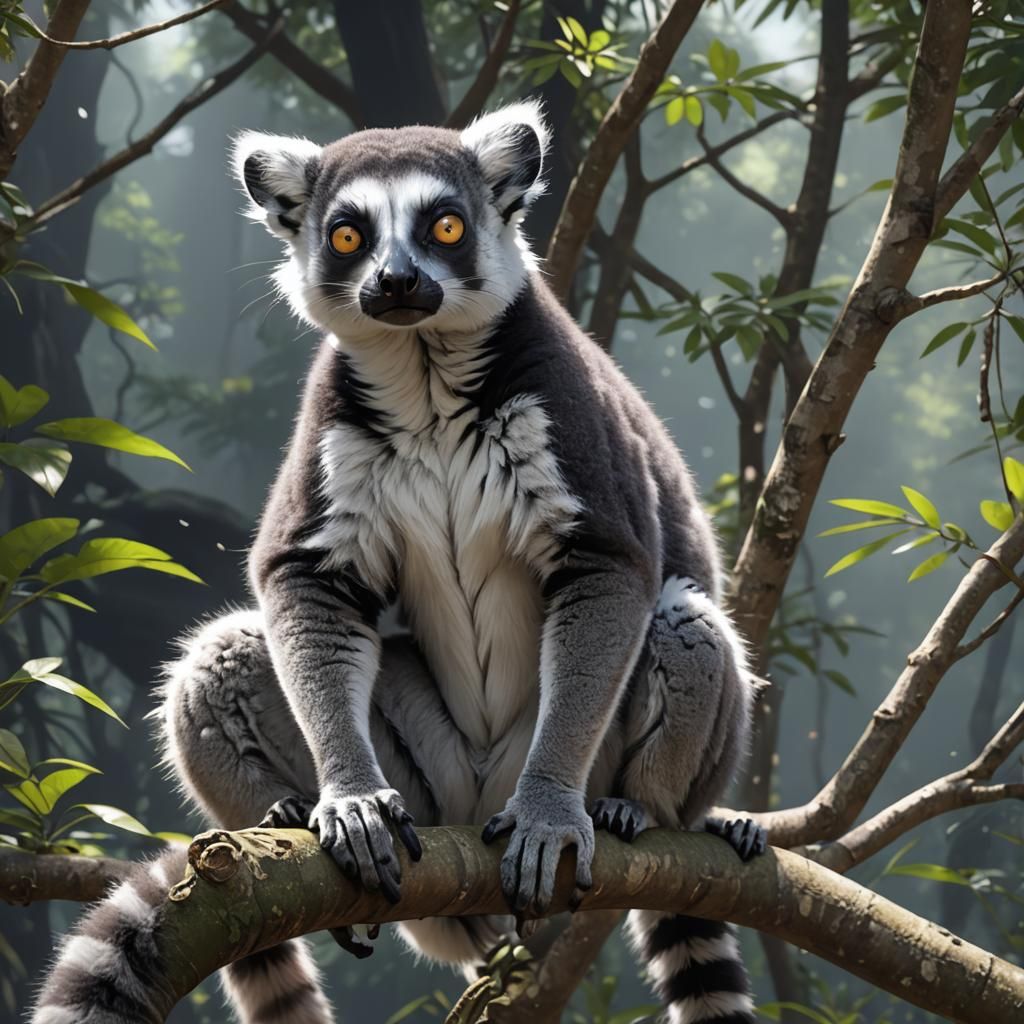 Detailed 3D Anime Art of a Lemur