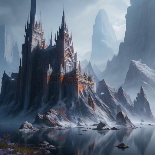 Girl Holding White Crystal in Detailed Matte Painting