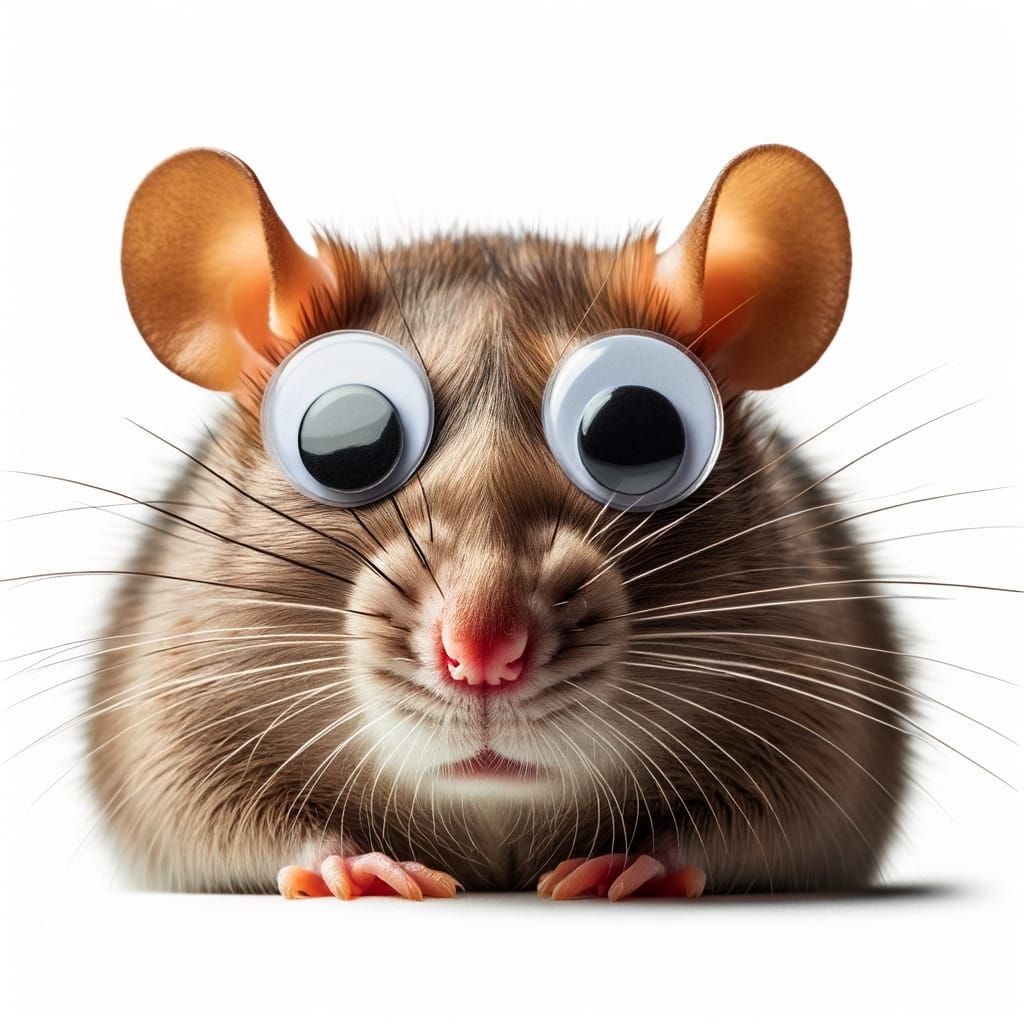 Hyperrealistic Rat with Googly Eyes
