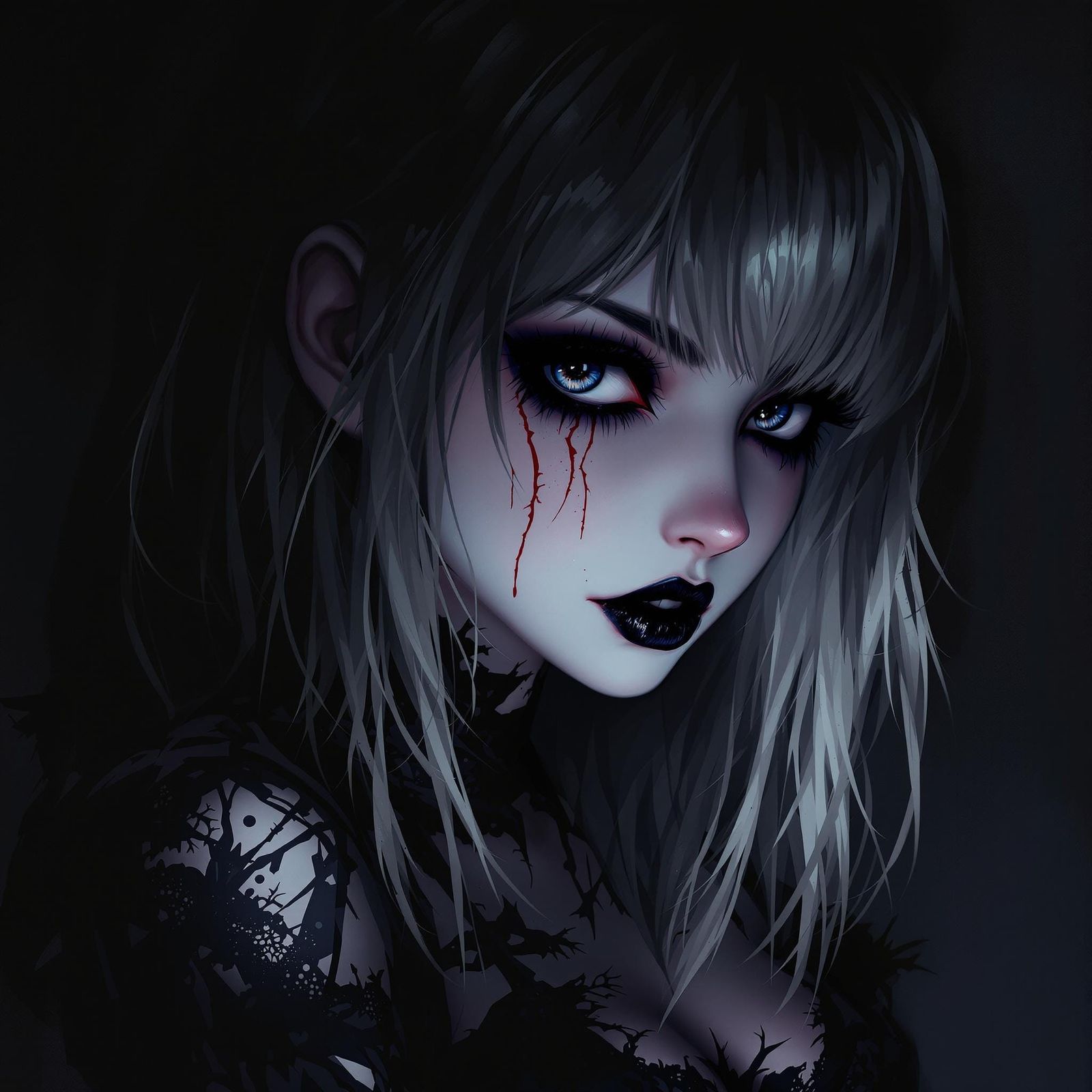 Anime Woman in Emo Style Digital Art