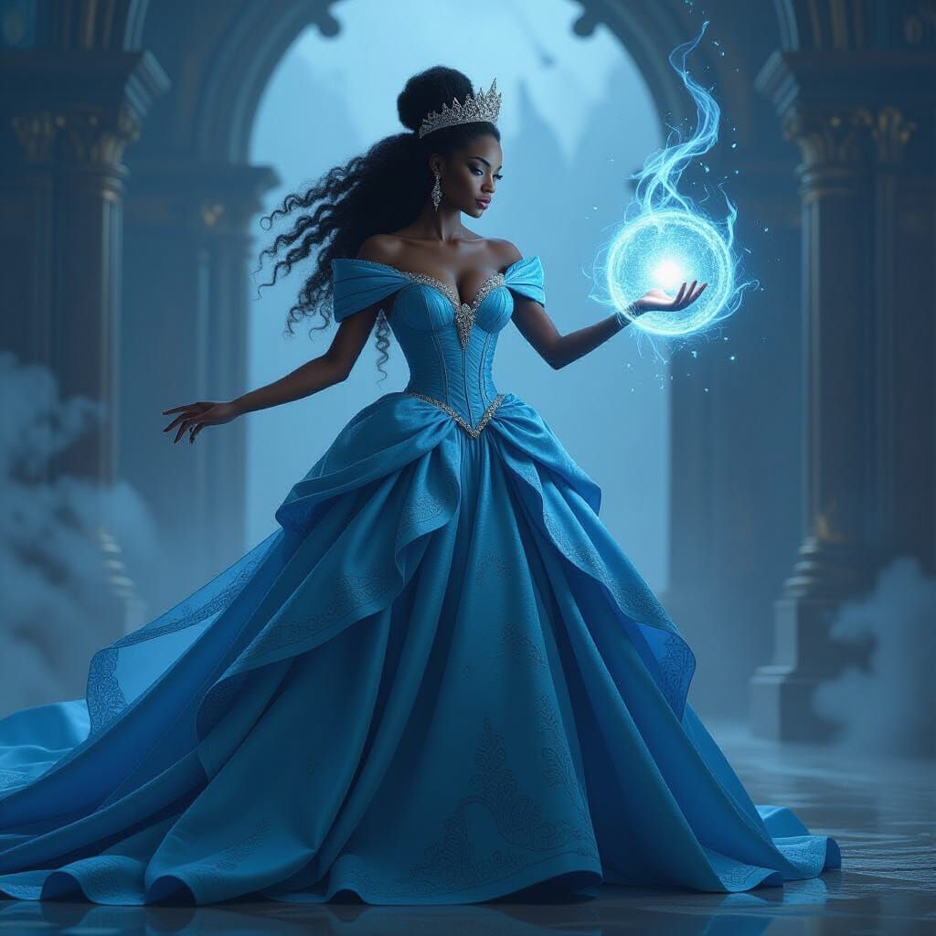 African American Princess Wielding Magic Energy